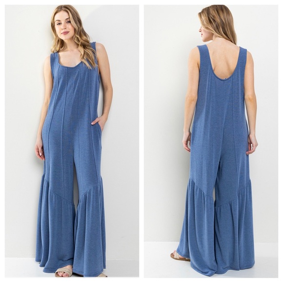 15 Boho Wide Leg Soft Touch Sleeveless Jumpsuits - Picture 2 of 4